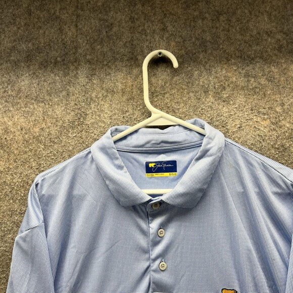 Jack Nicklaus Polo Shirt Mens XL Light Blue Check Golf Performance Short Sleeve - Picture 9 of 10